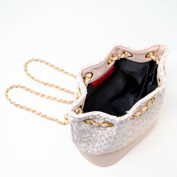 Tweed Woven Drawstring Backpack - Picture 2 of 3